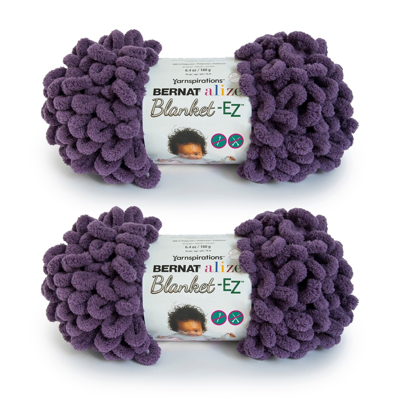 Bernat Alize Blanket Mauve Yarn - 2 Pack of 180g/6.4oz - Polyester - 7 Jumbo - 18 Yards - Knitting/Crochet